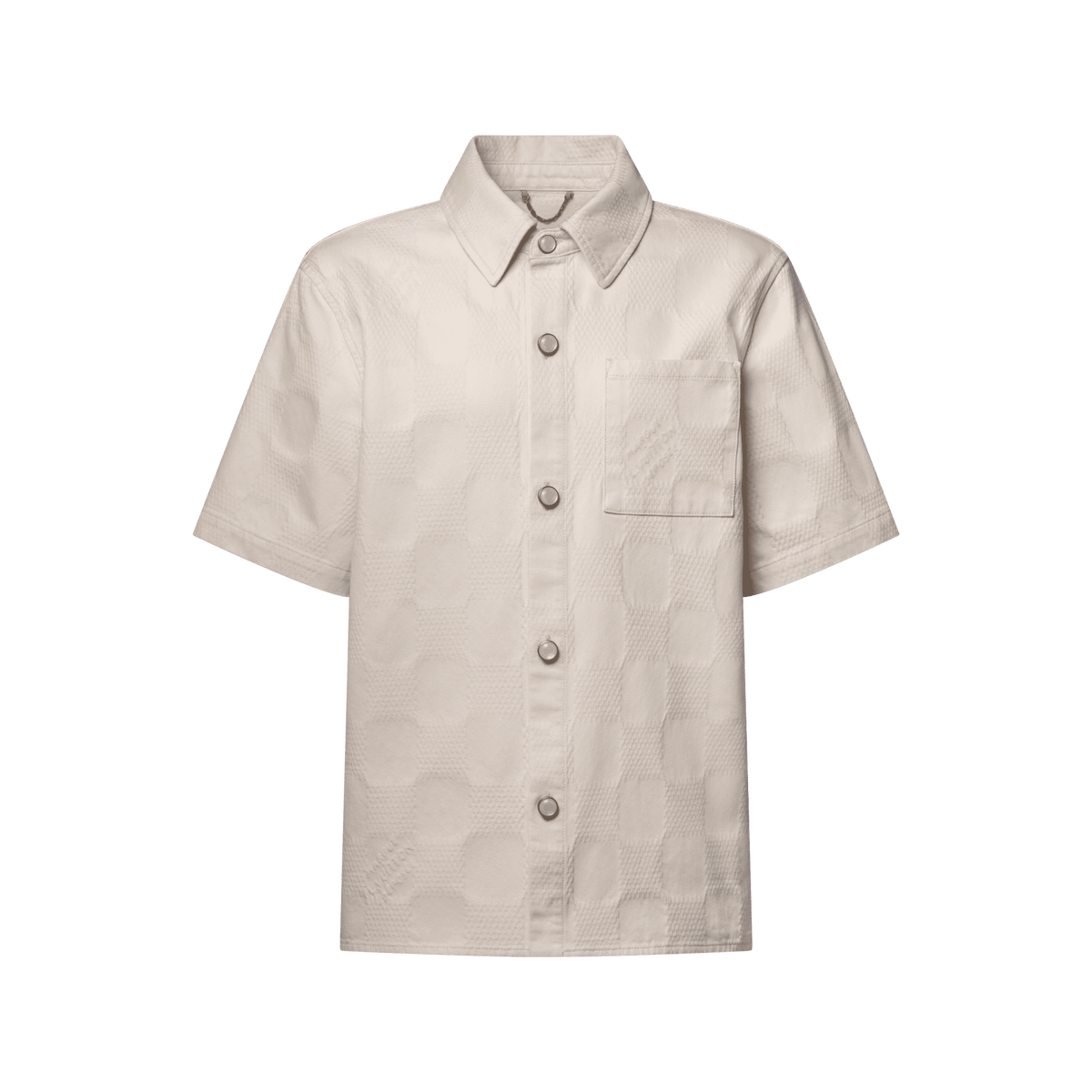 Men's Damier 3D Light Denim Short-Sleeved Shirt