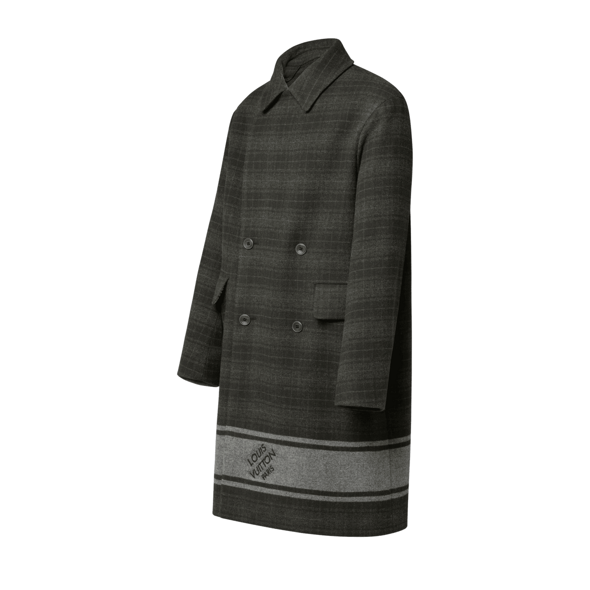 Men's Plaid Double-Breasted Wool Coat
