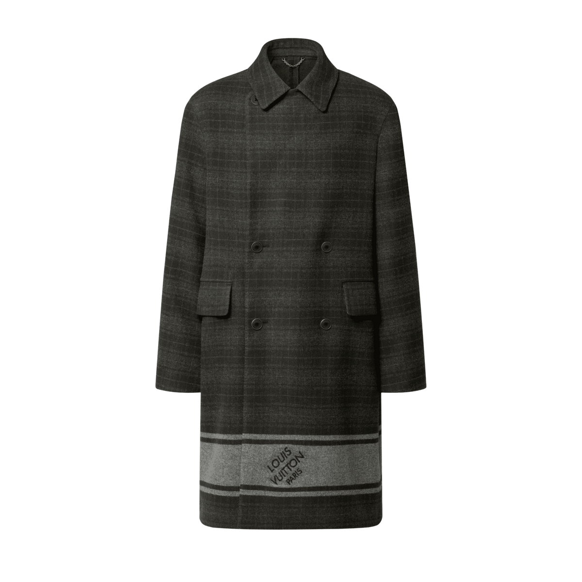 Men's Plaid Double-Breasted Wool Coat