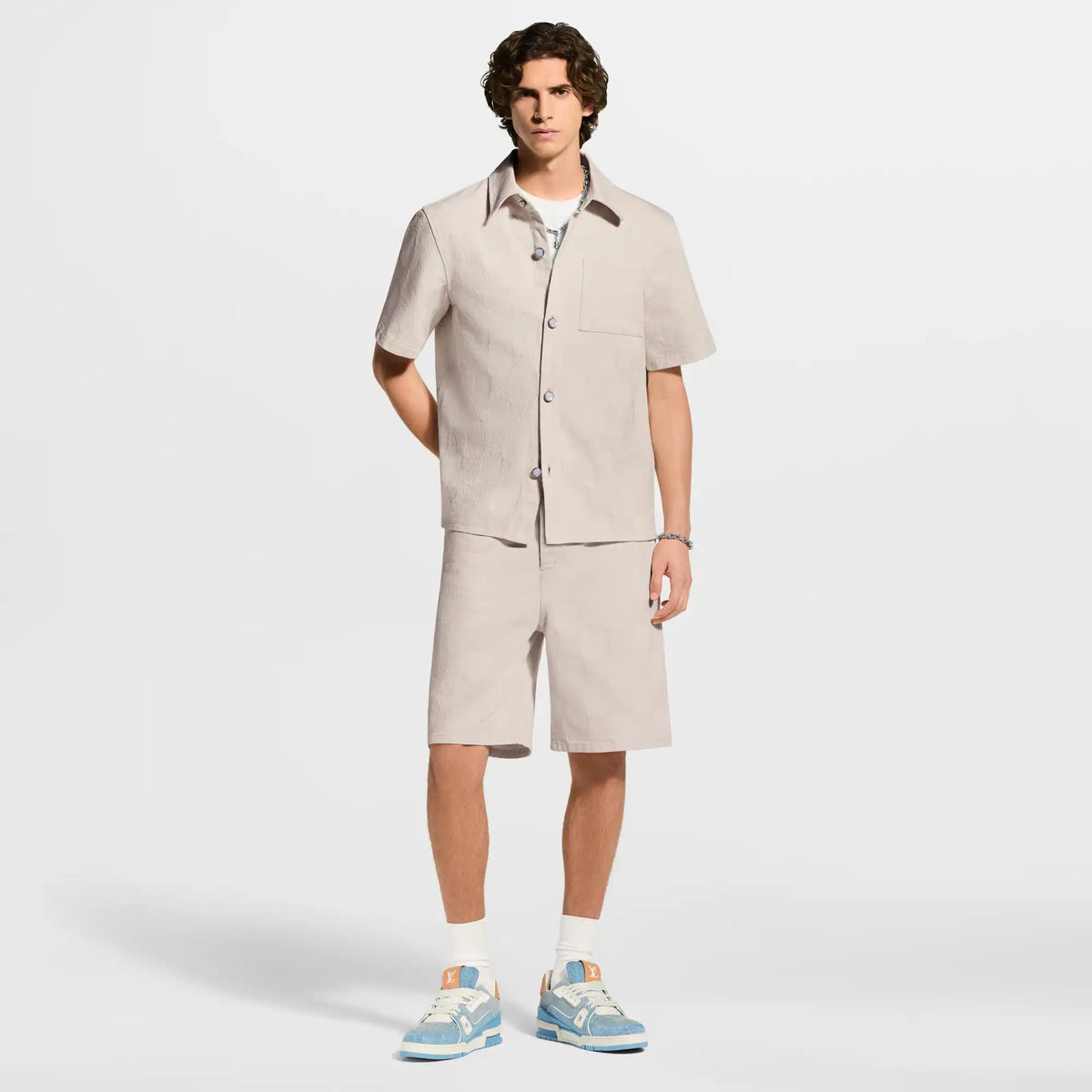 Men's Damier 3D Light Denim Shorts