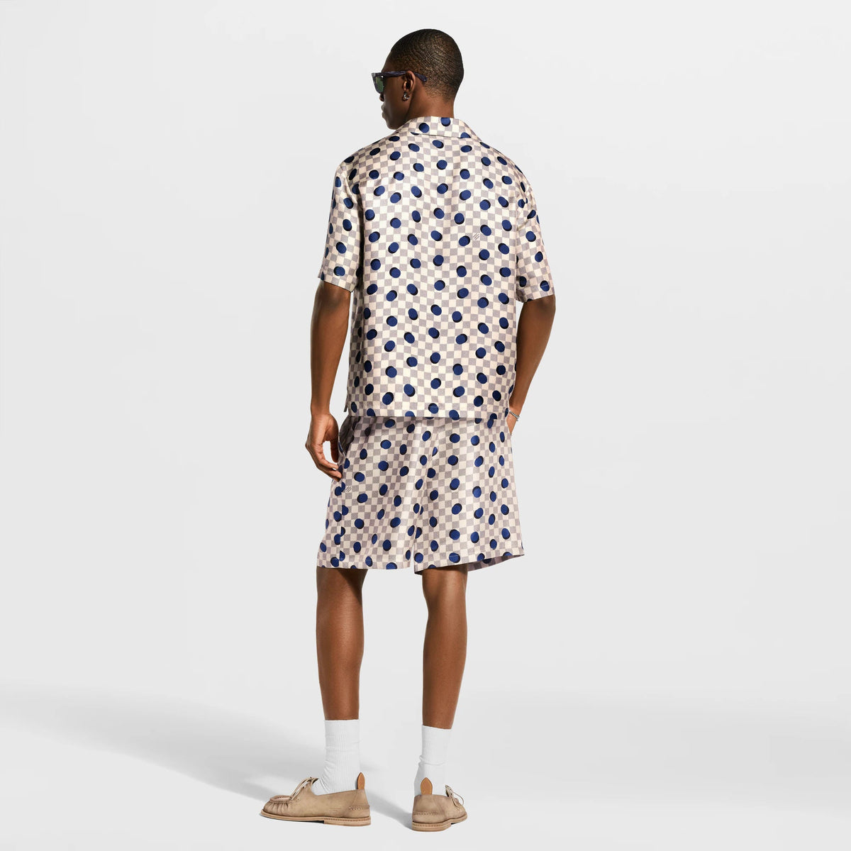 Men's Damier Silk Short-Sleeved Shirt