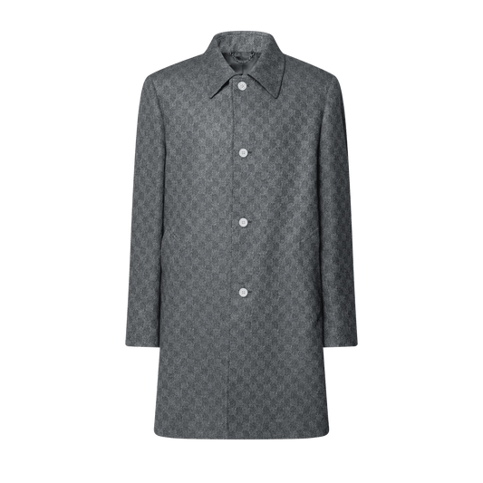 Men's Damier Wool Overcoat