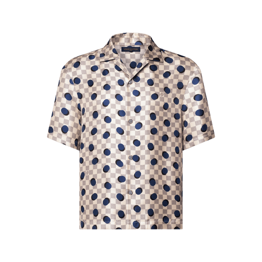 Men's Damier Silk Short-Sleeved Shirt