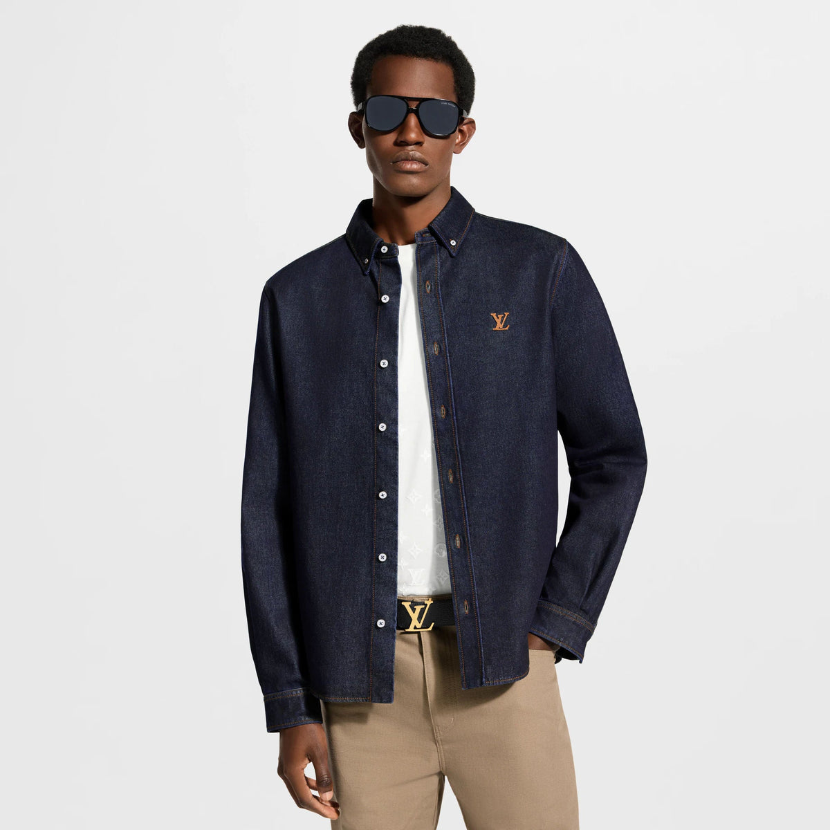 Men's Denim Long-Sleeved Shirt