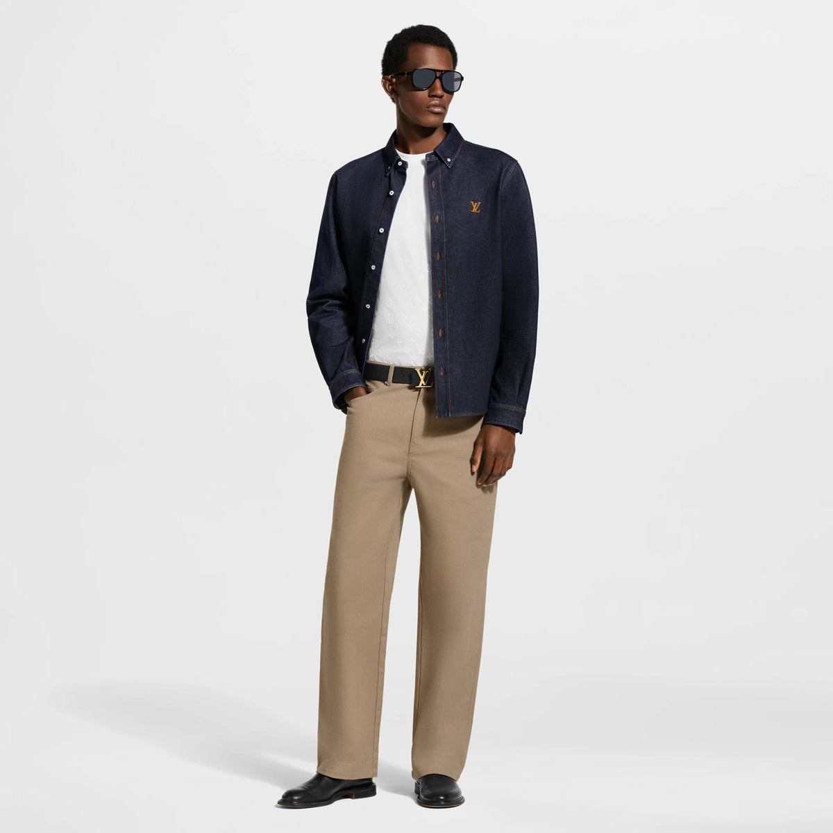 Men's Denim Long-Sleeved Shirt