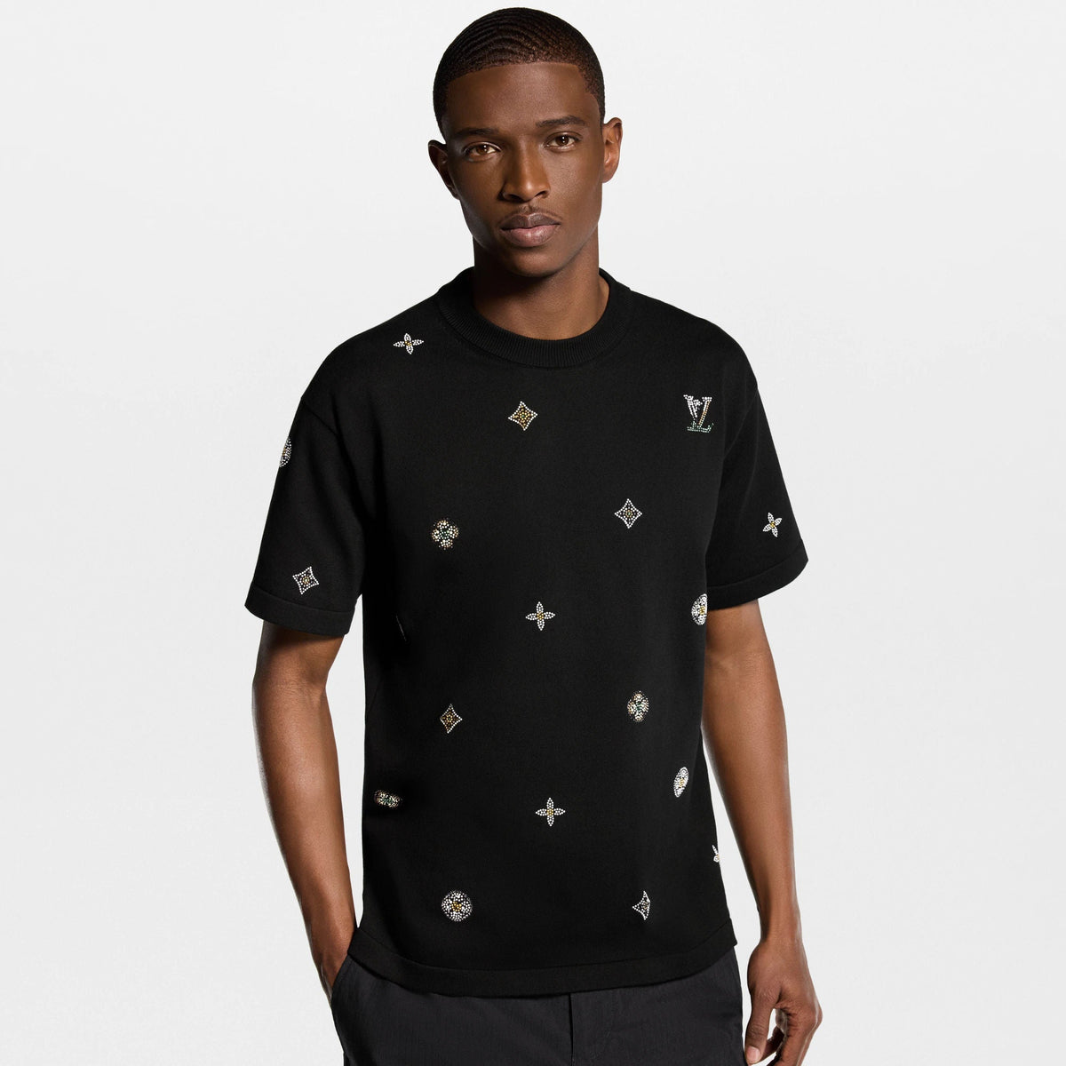 Men's Embellished Cotton Short-Sleeved Crewneck