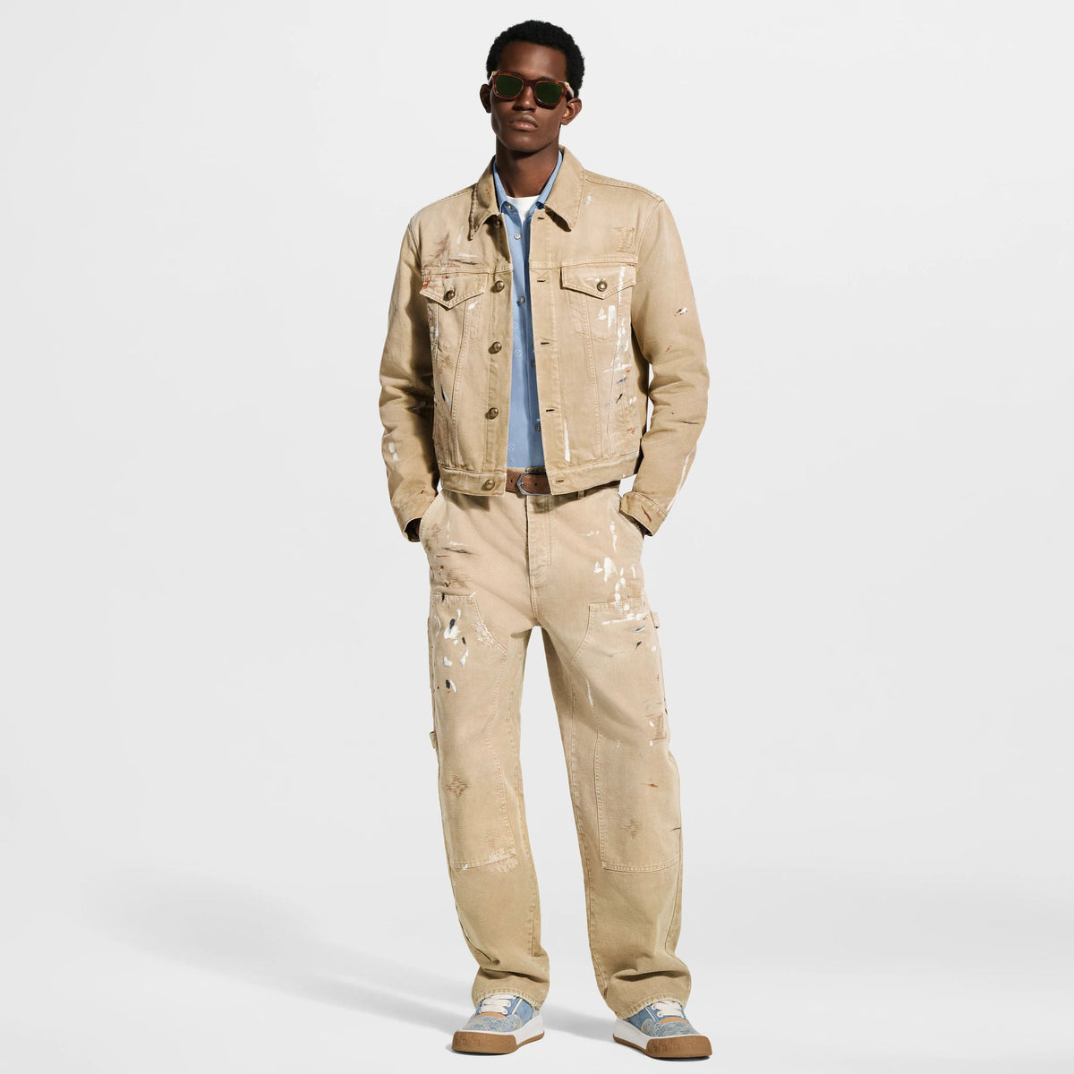Men's Embellished Japanese Denim Trucker Jacket