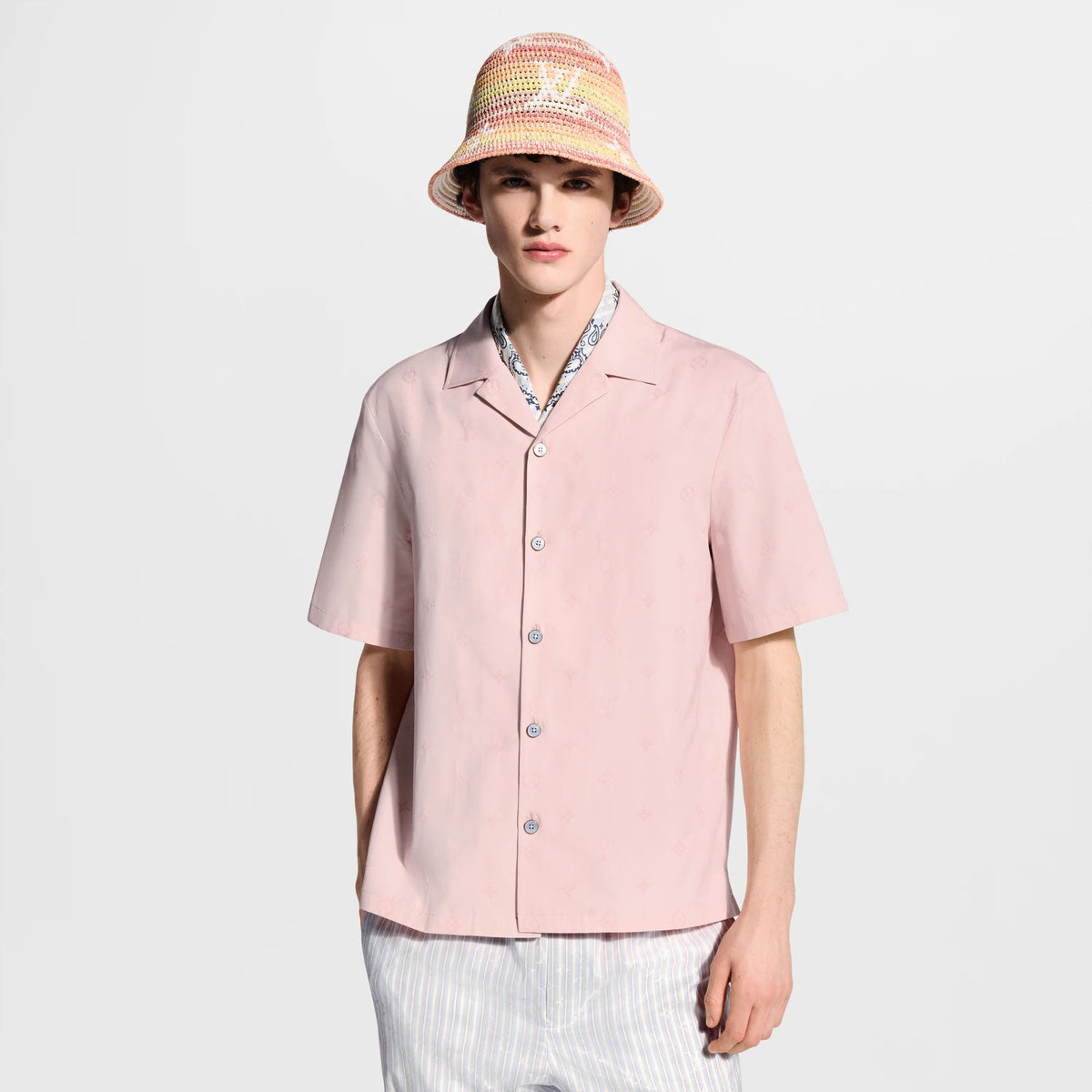 Men's Embroidered Open Collar Short-Sleeved Shirt