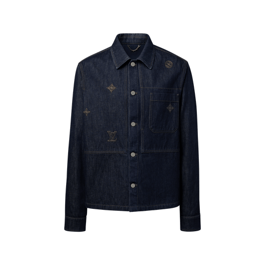 Men's Embroidered Signature Denim Overshirt