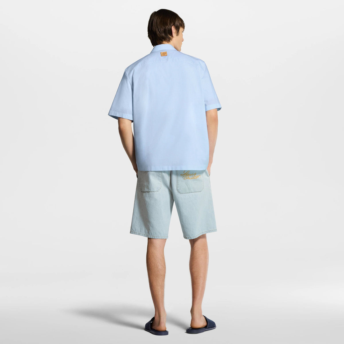 Men's Embroidered Signature Cotton Short-Sleeved Shirt