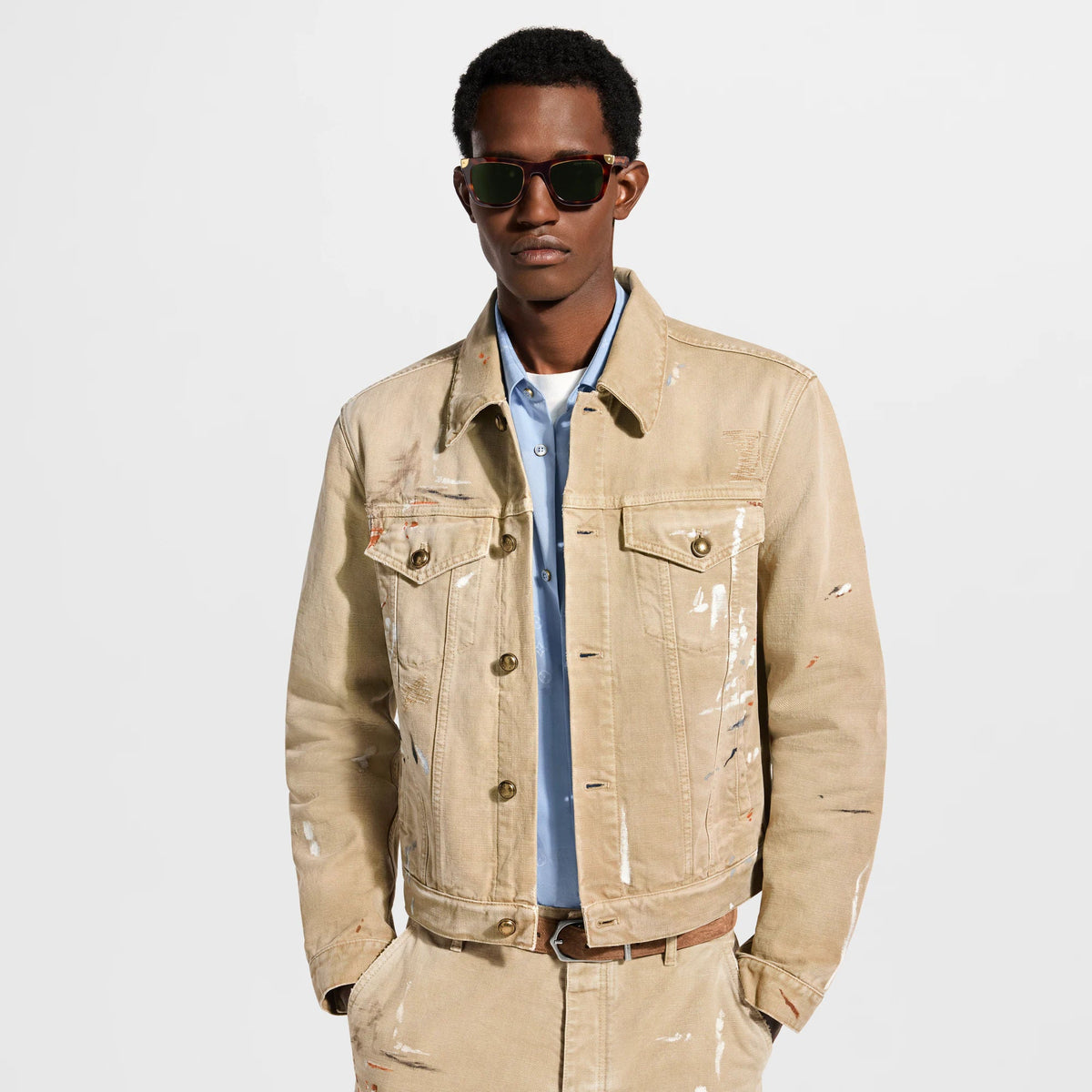 Men's Embellished Denim Trucker Jacket