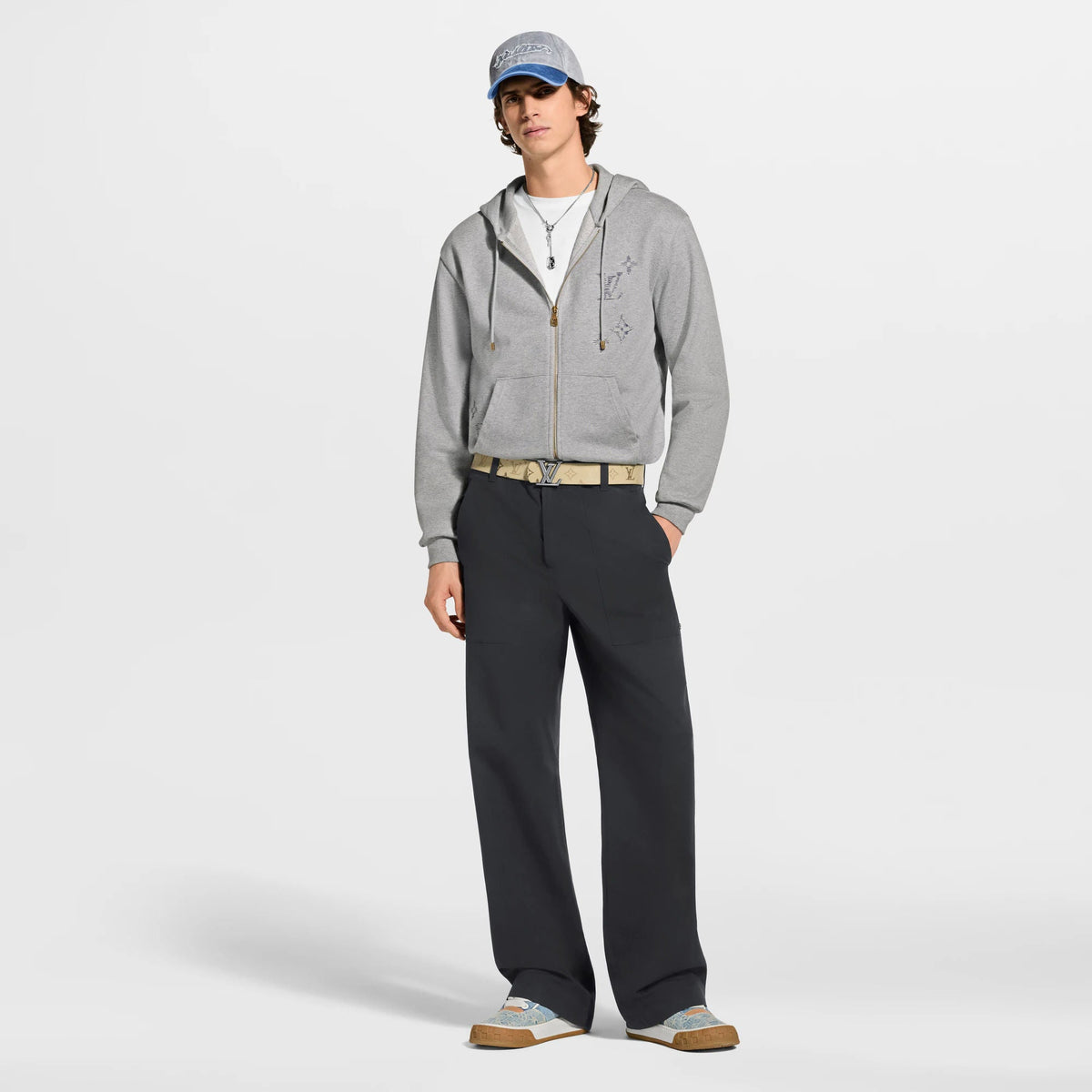 Men's Embroidered Signature Zipped Hoodie