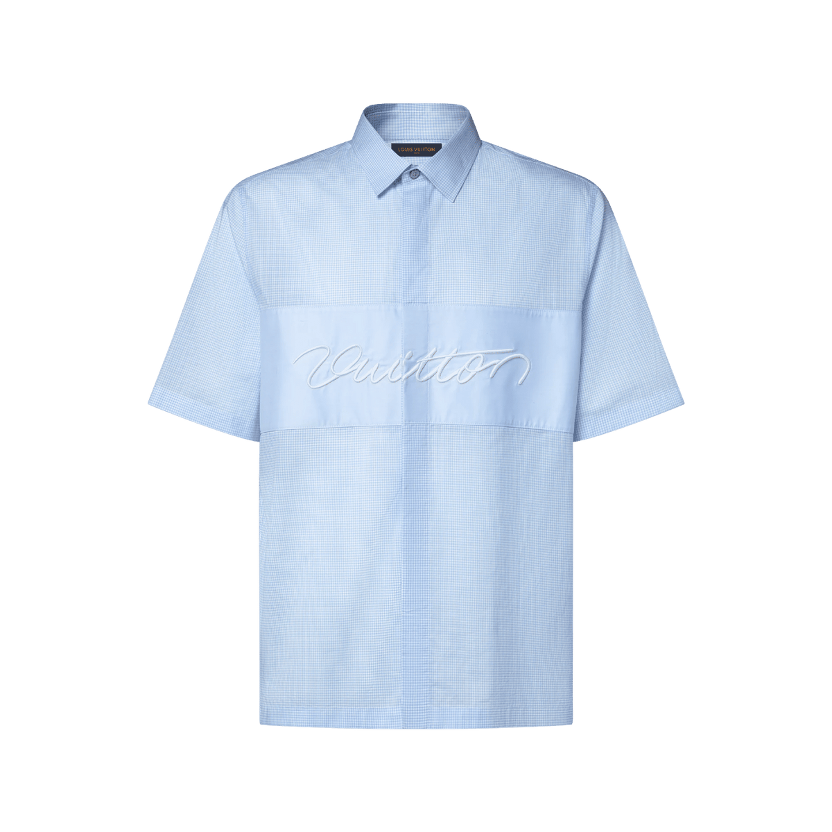 Men's Embroidered Signature Cotton Short-Sleeved Shirt