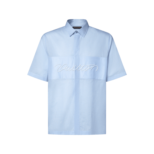 Men's Embroidered Signature Cotton Short-Sleeved Shirt