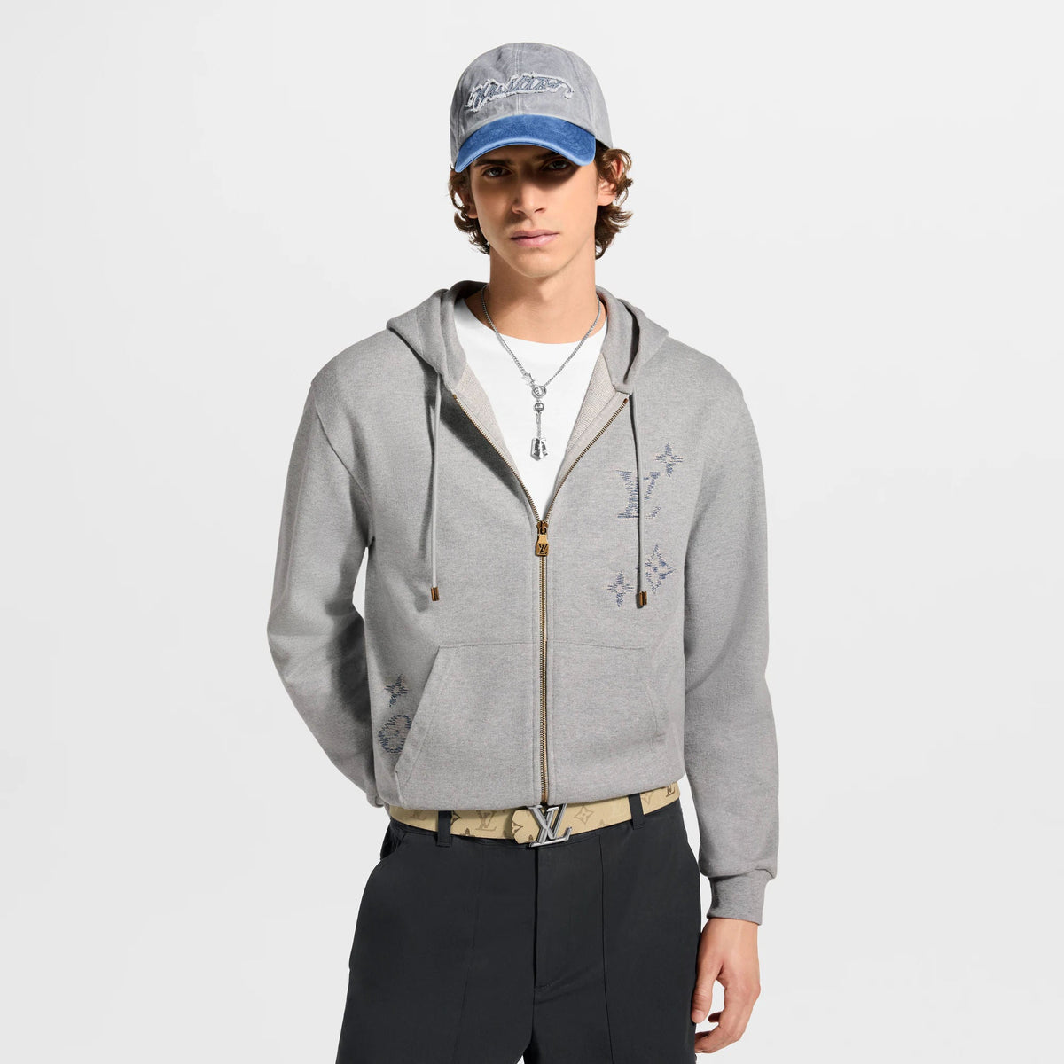 Men's Embroidered Signature Zipped Hoodie