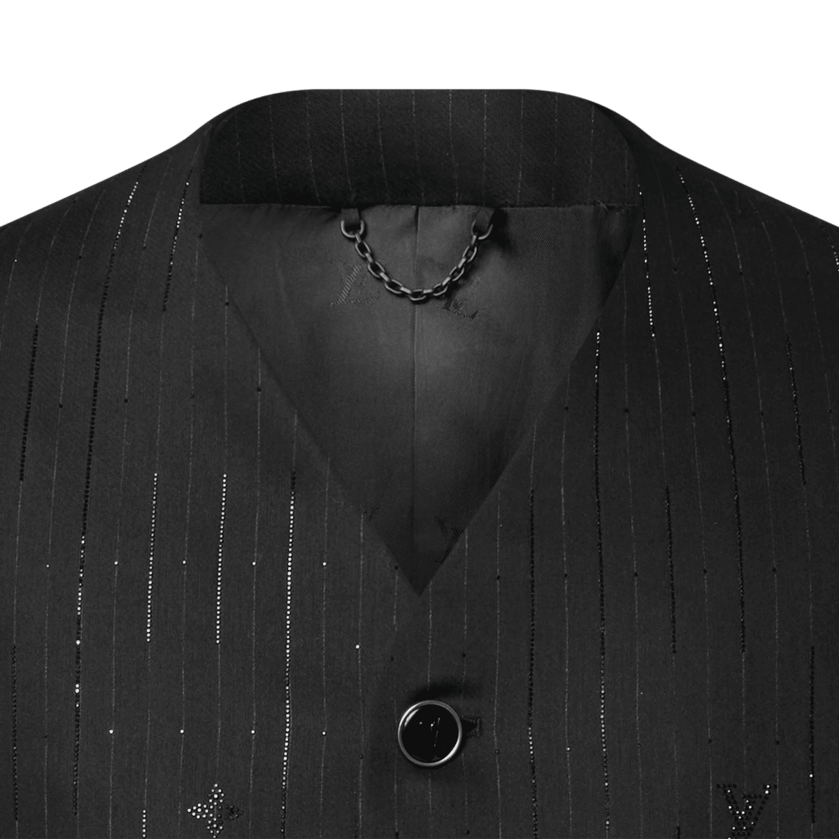 Men's Embellished Pinstripe V-Neck Jacket