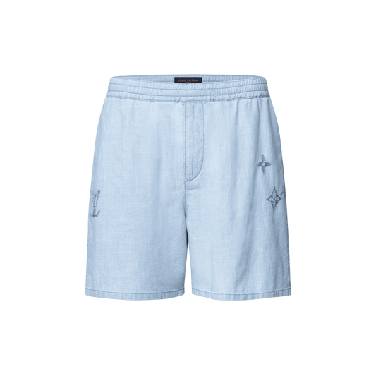 Men's Embroidered Signature Chambray Shorts