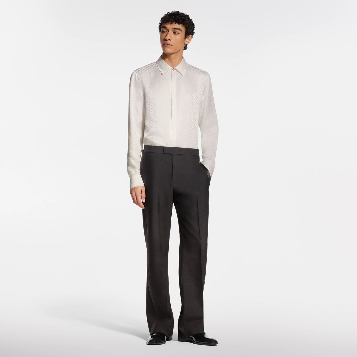 Men's Wool-Silk Crepe Evening Tuxedo Pants