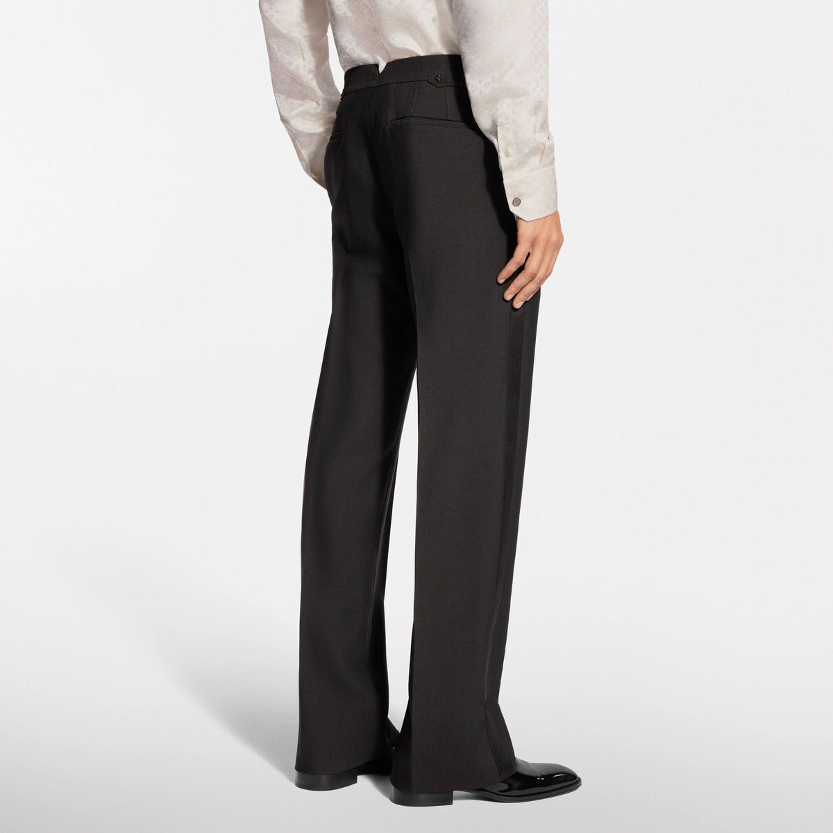 Men's Wool-Silk Crepe Evening Tuxedo Pants