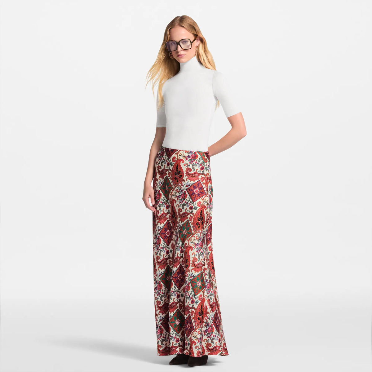 Women's Fluid Paisley Print Skirt