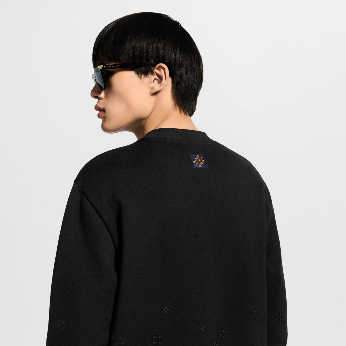 Men's Flock Print Gradient Long-Sleeved Crewneck