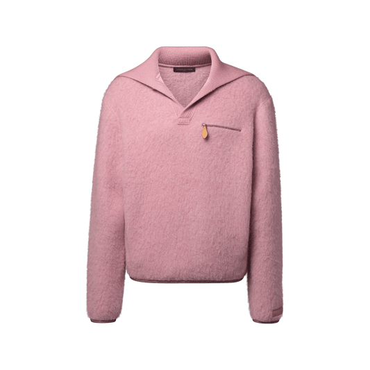 Men's Knitted Collar Brushed Fleece Pullover