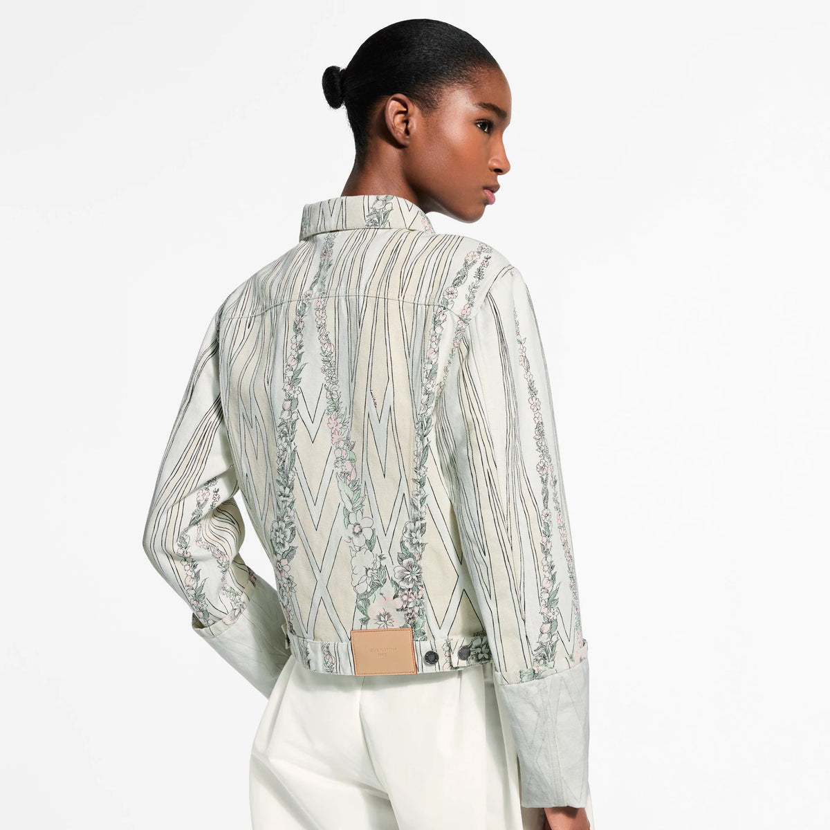 Women's Floral Wallpaper Print Denim Jacket