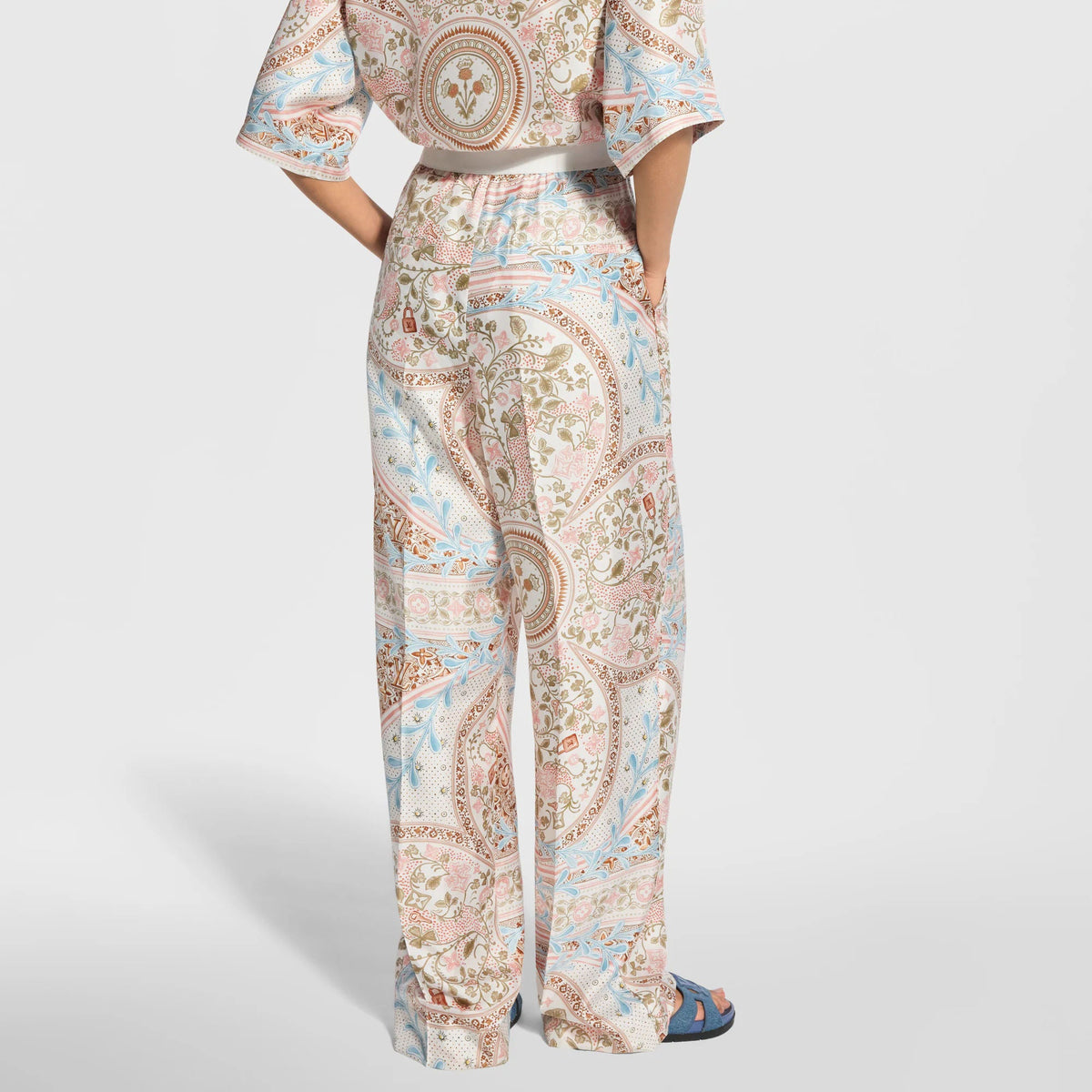 Women's Flower Foulard Wide-Cut Pants