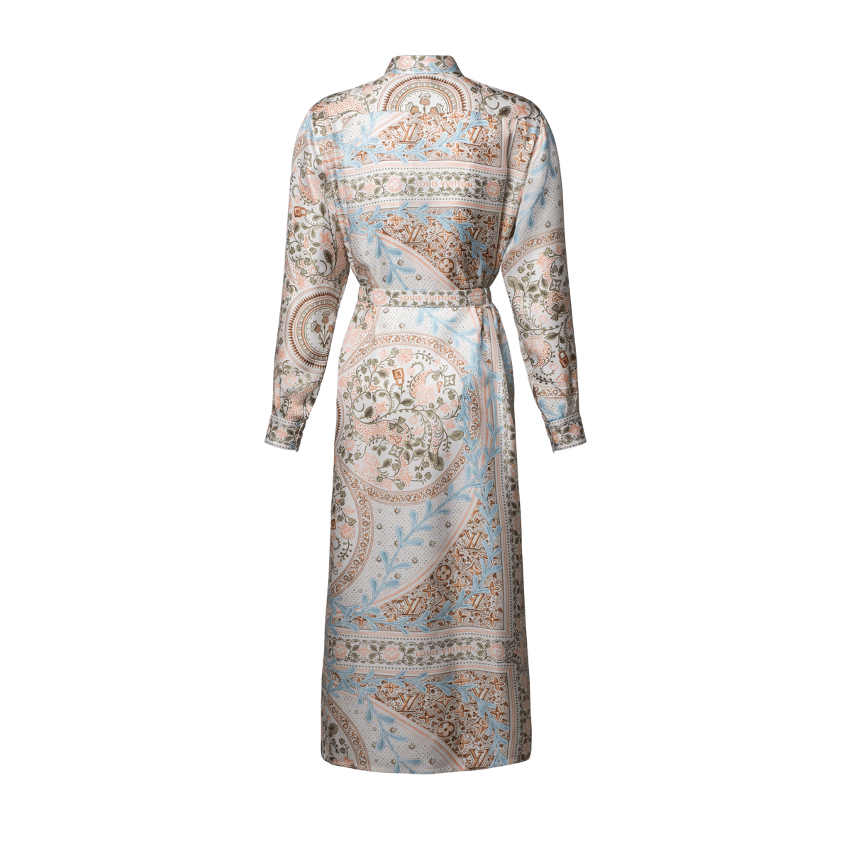 Women's Flower Foulard Silk Twill Shirt Dress