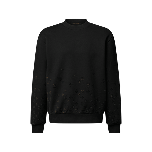 Men's Flock Print Gradient Long-Sleeved Crewneck