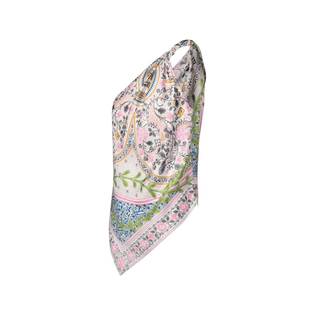 Women's Flower Foulard Asymmetrical Silk Twill Top