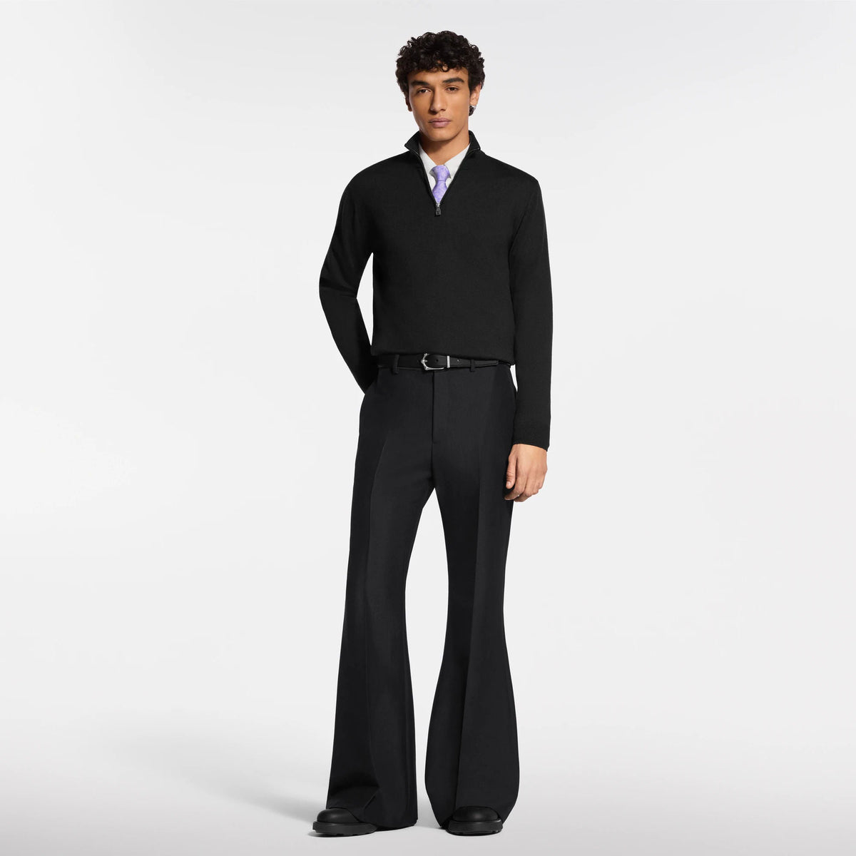Men's Wool-Silk-Cashmere Formal Half-Zip Sweater