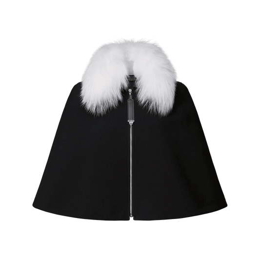 Women's Fur Collar Zip-Up Cape
