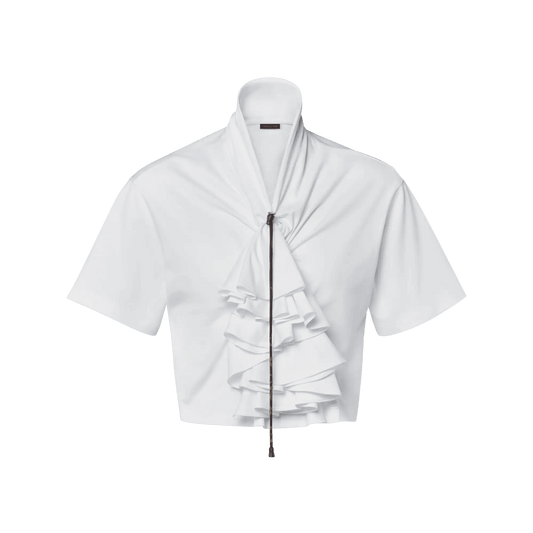 Women's Gathered Ruffle Crop Top