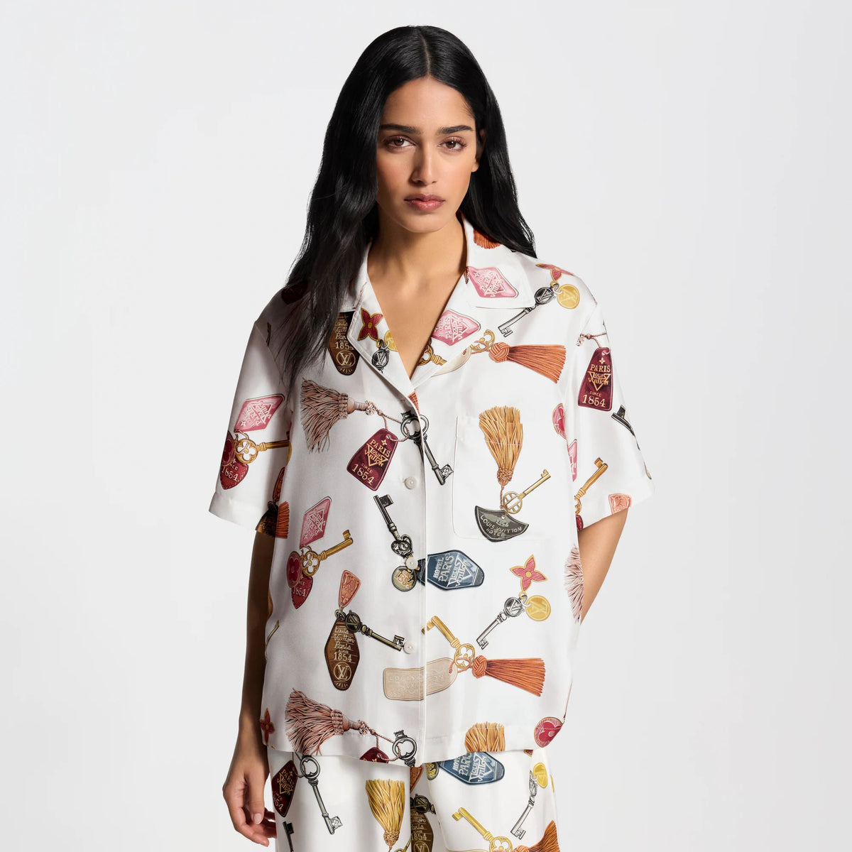 Women's Getaway Print Silk Twill Short-Sleeved Shirt