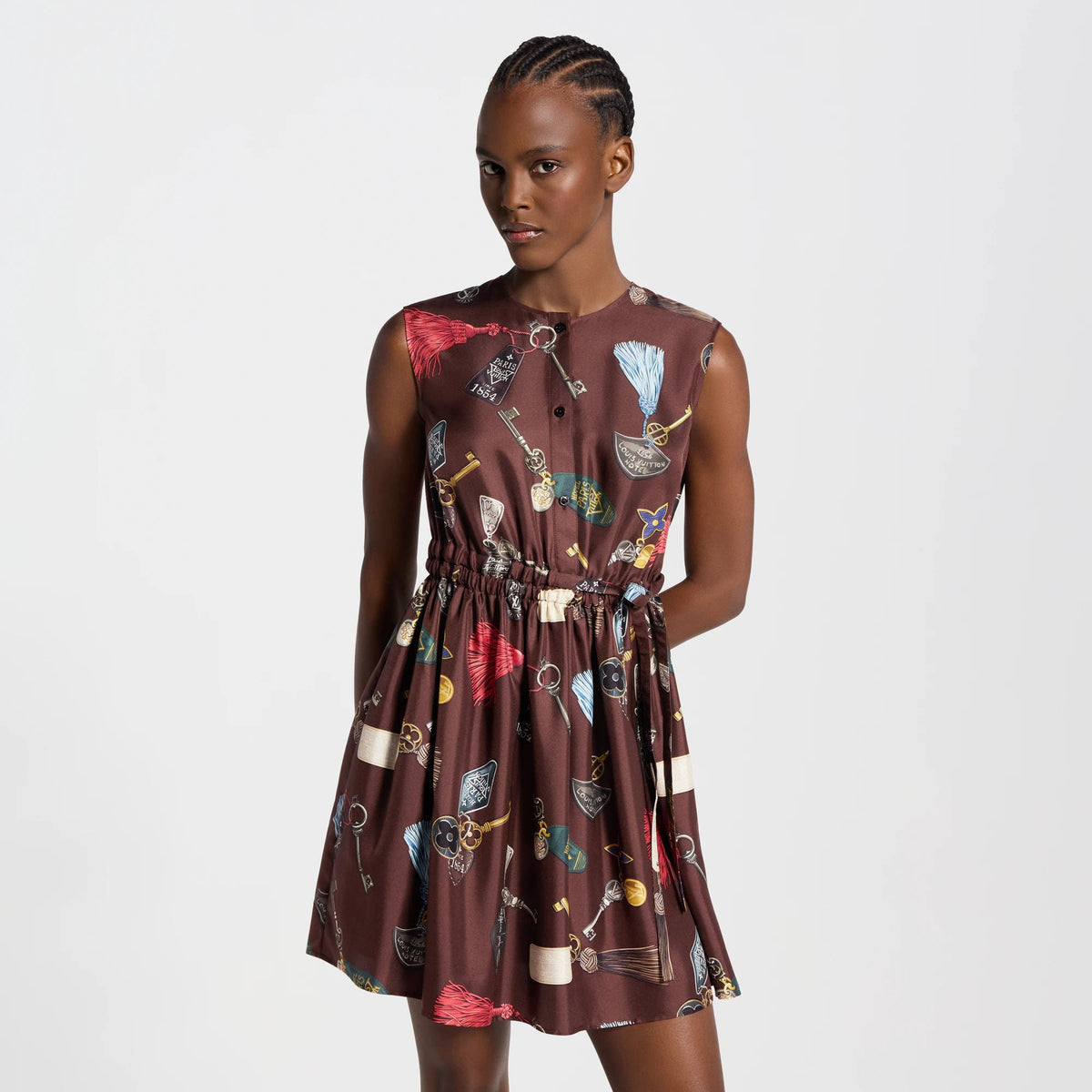 Women's Getaway Print Silk Twill Drawstring Dress