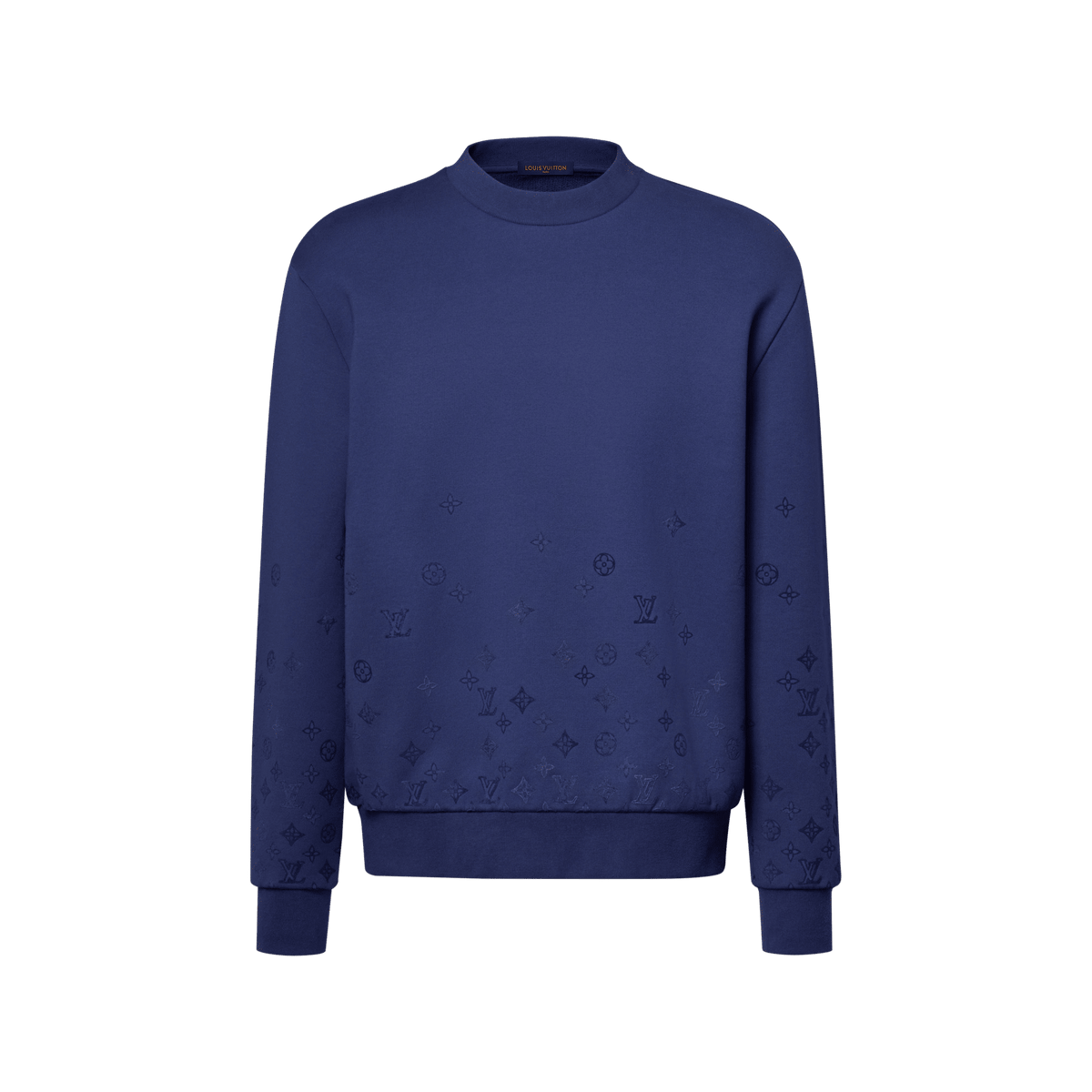 Men's Gradient Signature Flock Print Long-Sleeved Crewneck