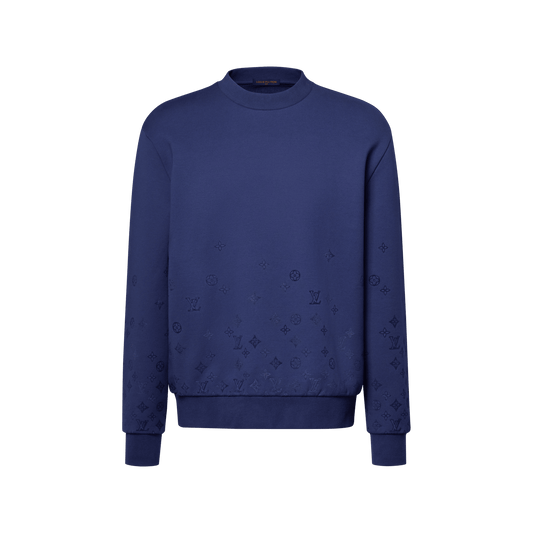 Men's Gradient Signature Flock Print Long-Sleeved Crewneck