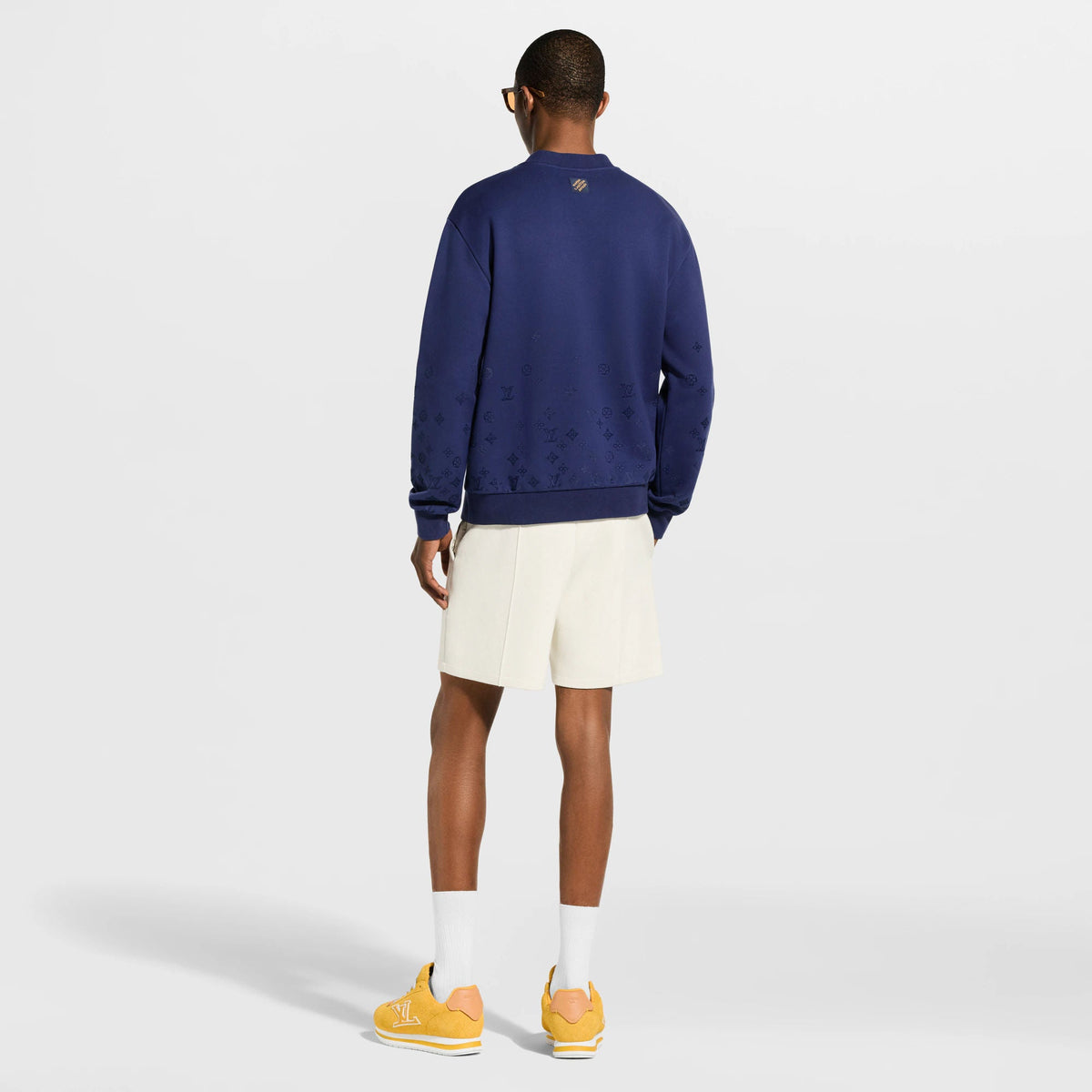 Men's Gradient Signature Flock Print Long-Sleeved Crewneck