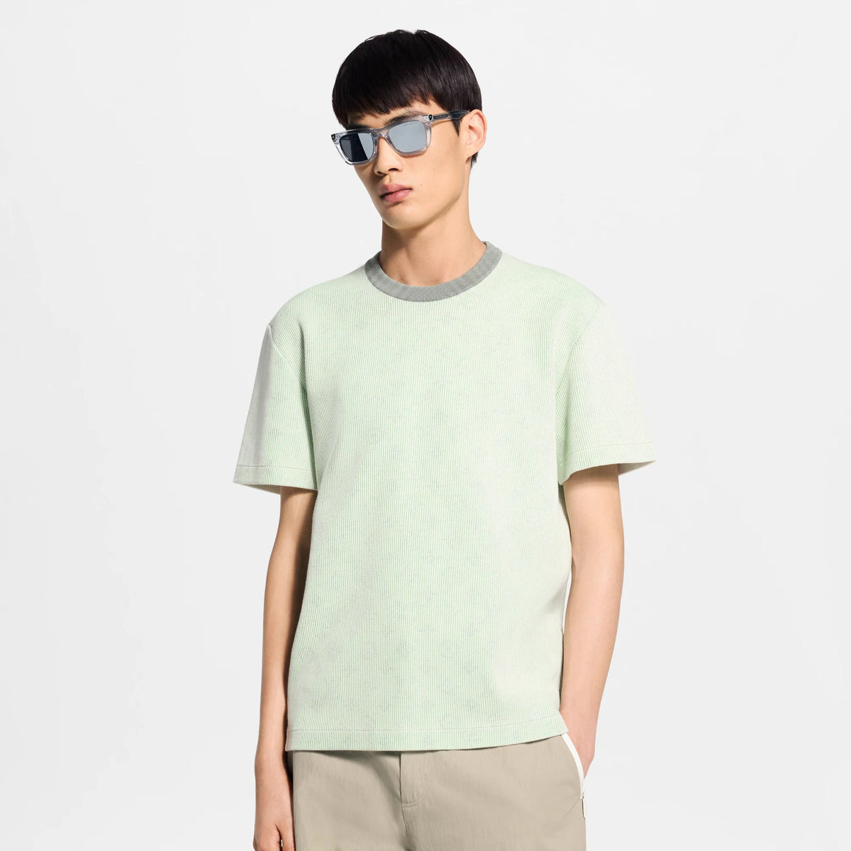 Men's Hidden Monogram Jacquard Short-Sleeved Crewneck