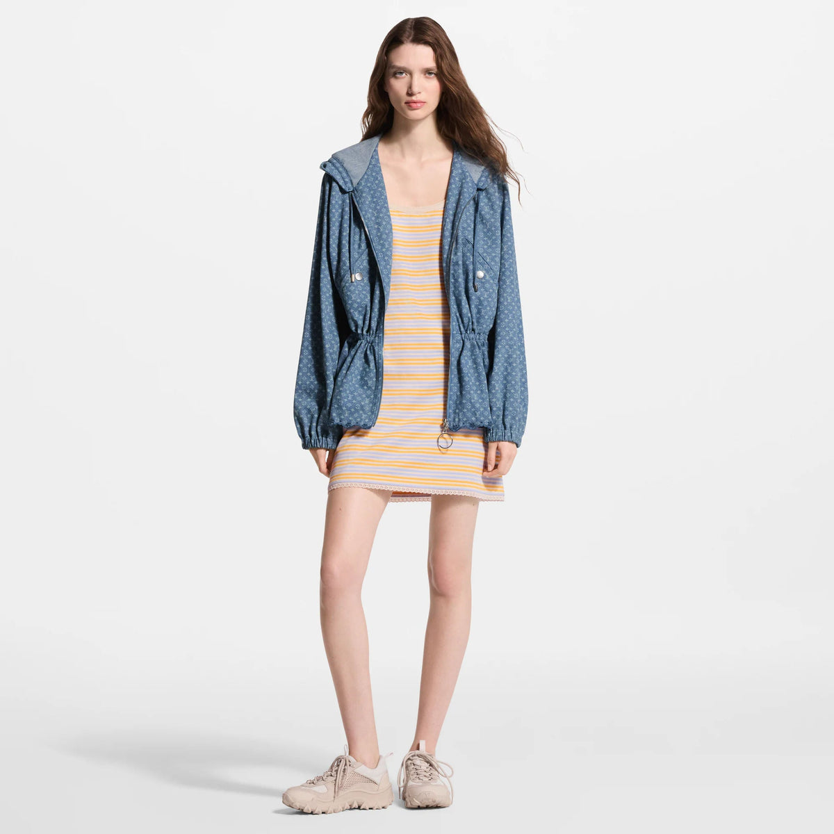Women's Hooded Monogram Denim Jacket