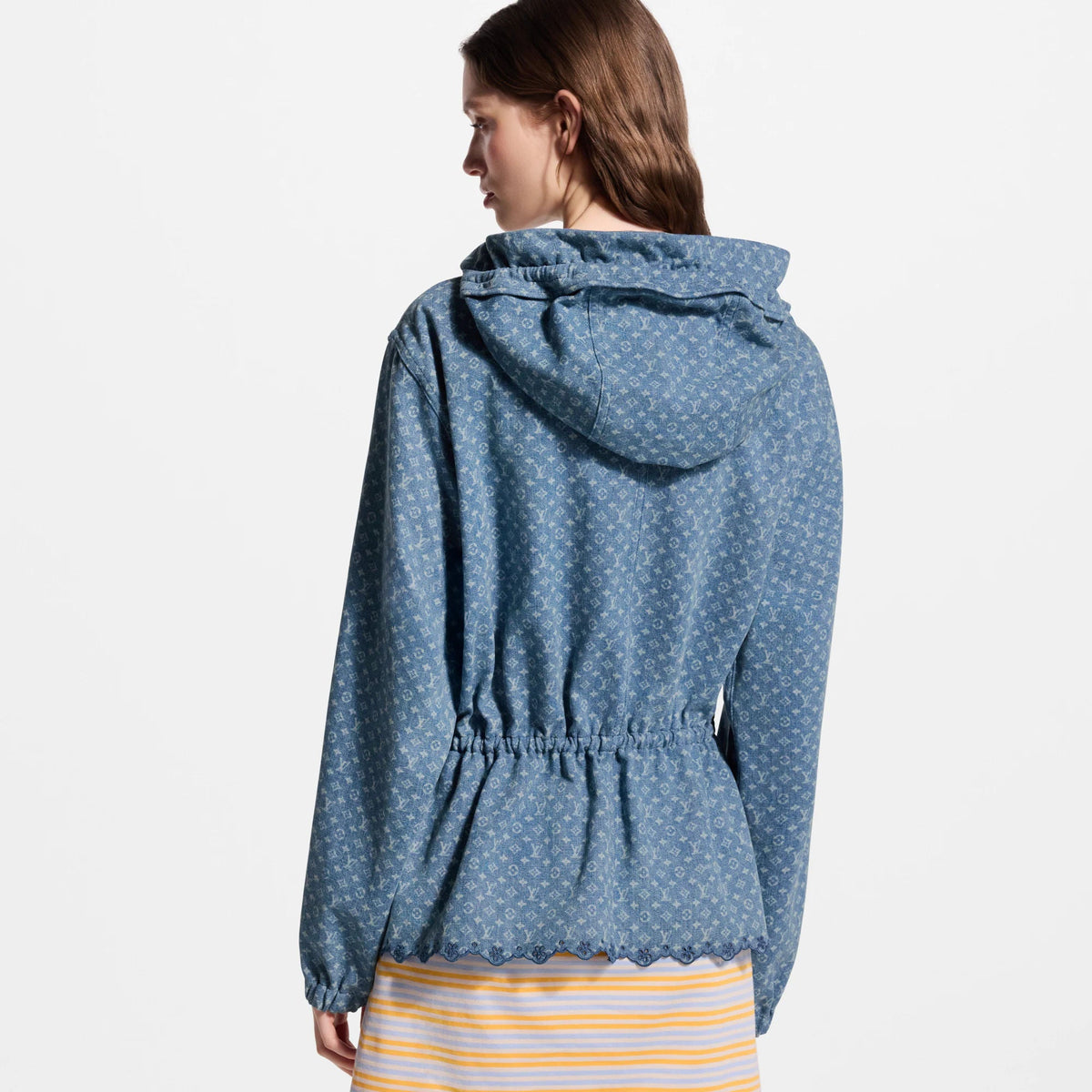 Women's Hooded Monogram Denim Jacket