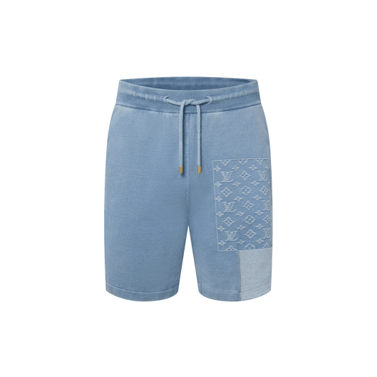 Men's Knitted Patchwork Denim Shorts