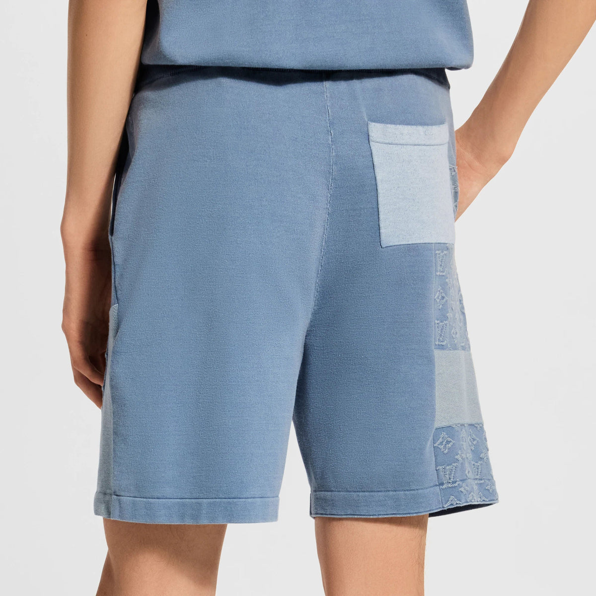 Men's Knitted Patchwork Denim Shorts