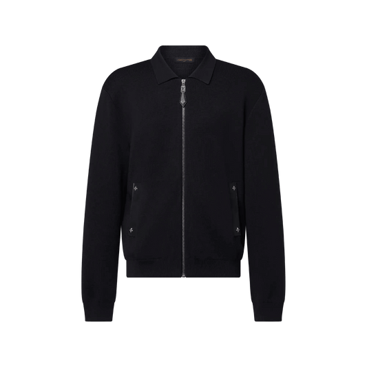 Men's Knit Wool Blouson With Leather Details