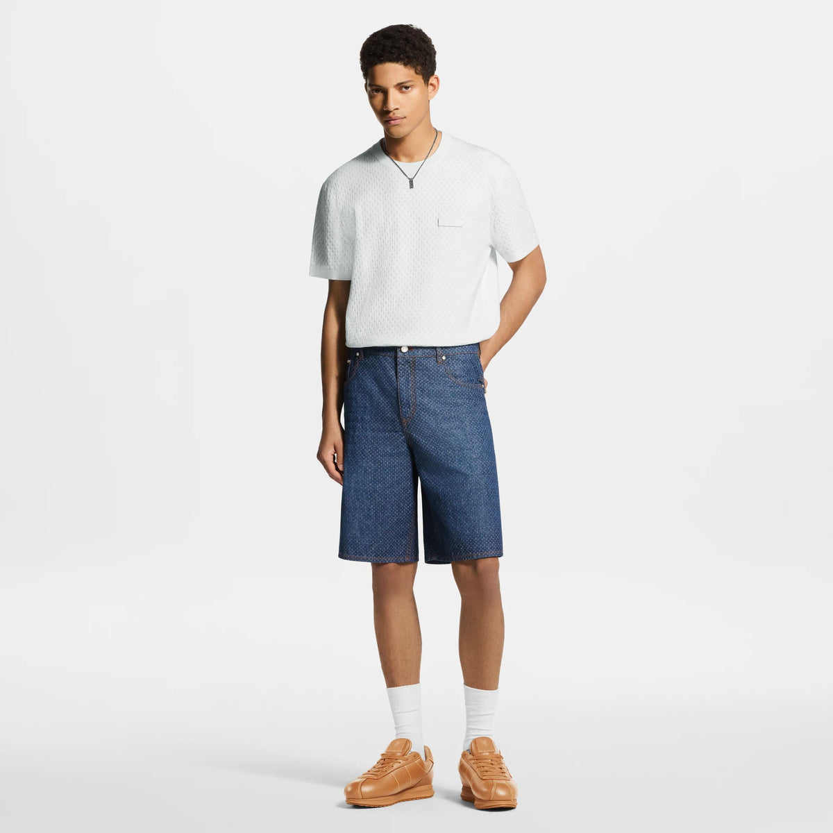 Men's Knitted Mesh Short-Sleeved Crewneck