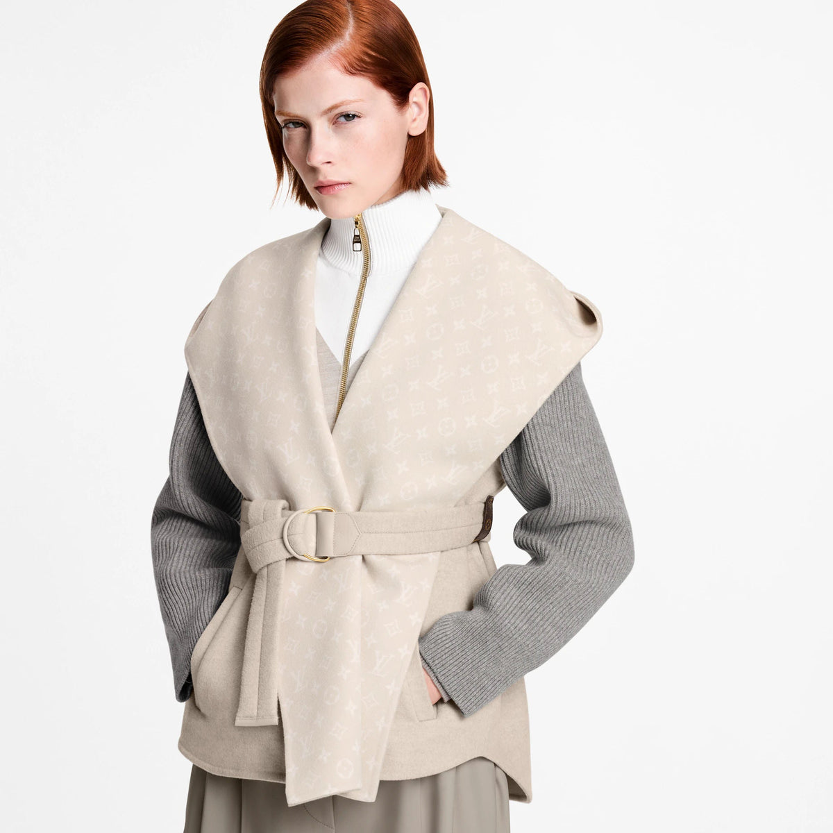 Women's Knit Sleeve Hooded Wrap Coat