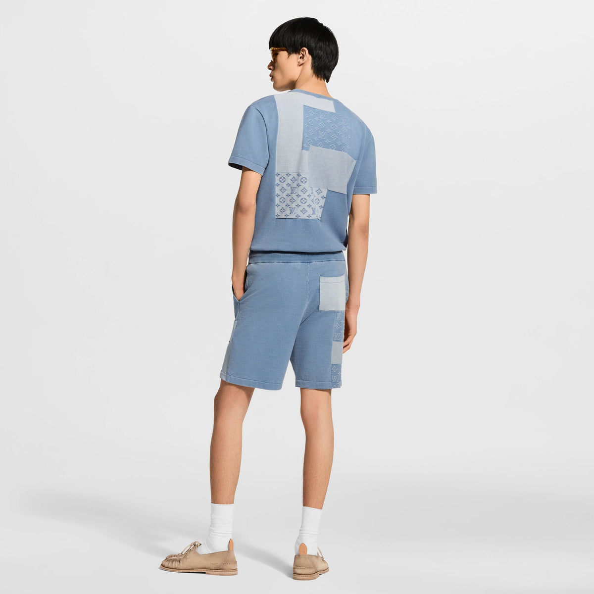 Men's Knitted Patchwork Denim Shorts