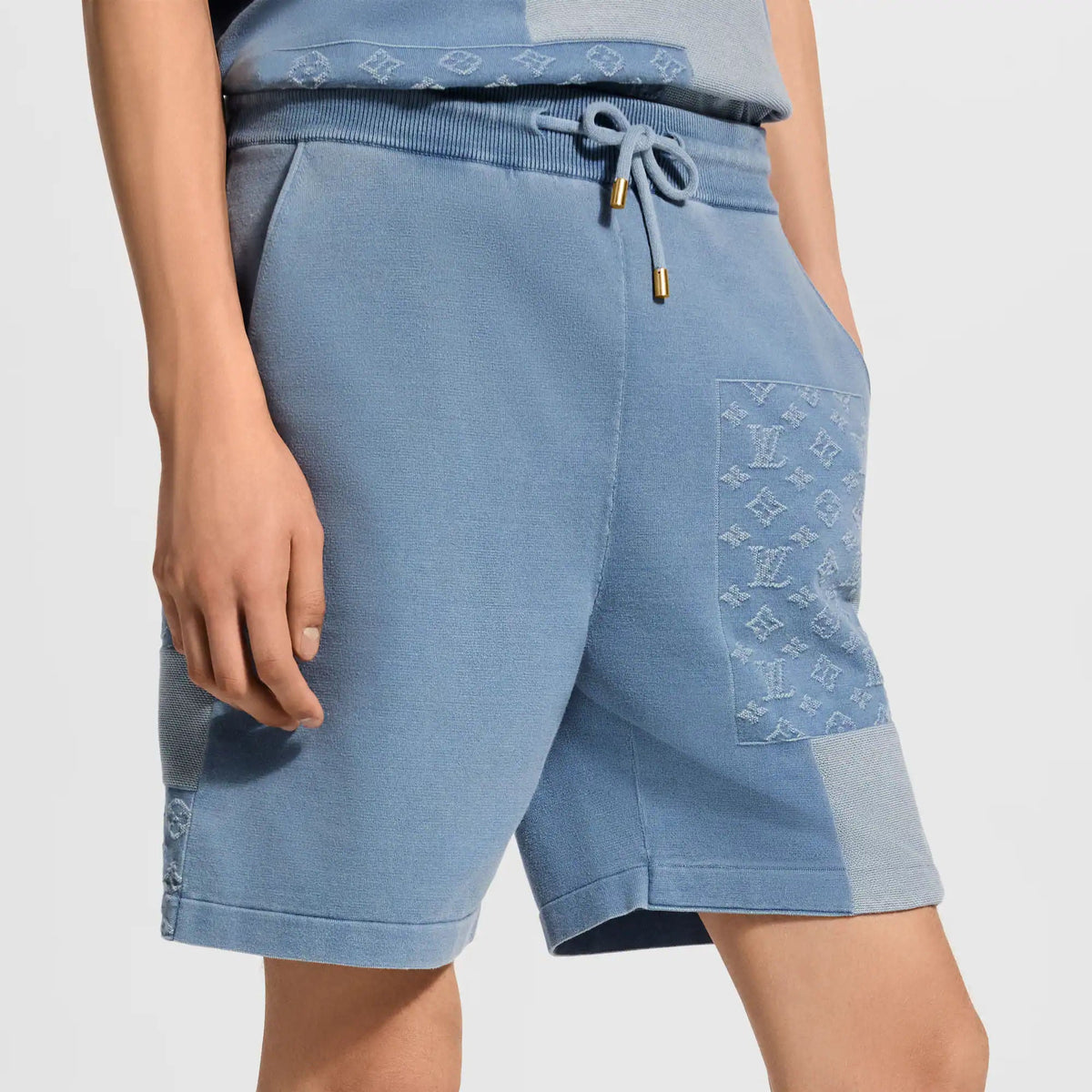 Men's Knitted Patchwork Denim Shorts
