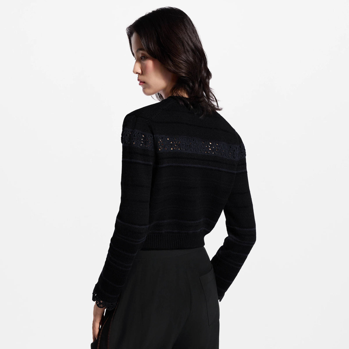Women's Lace Insert Knit Cardigan
